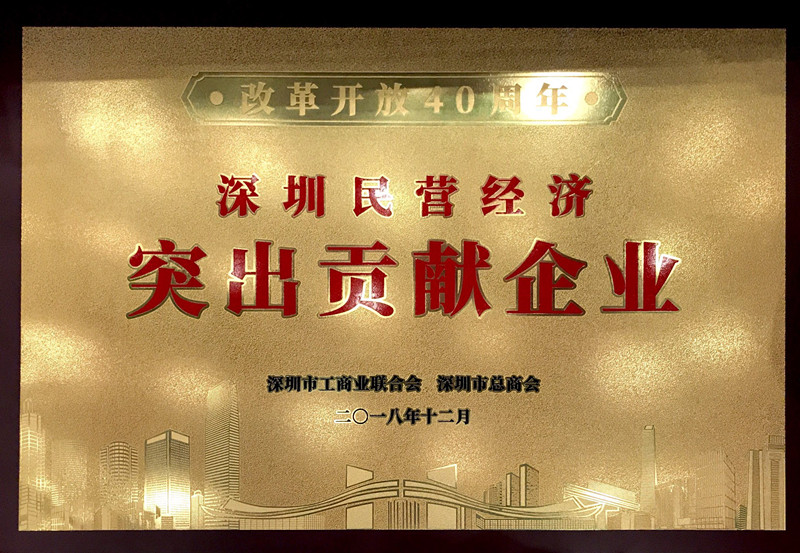世界杯官方入口荣获“改革开放40周年深圳民营经济突出贡献企业”称号